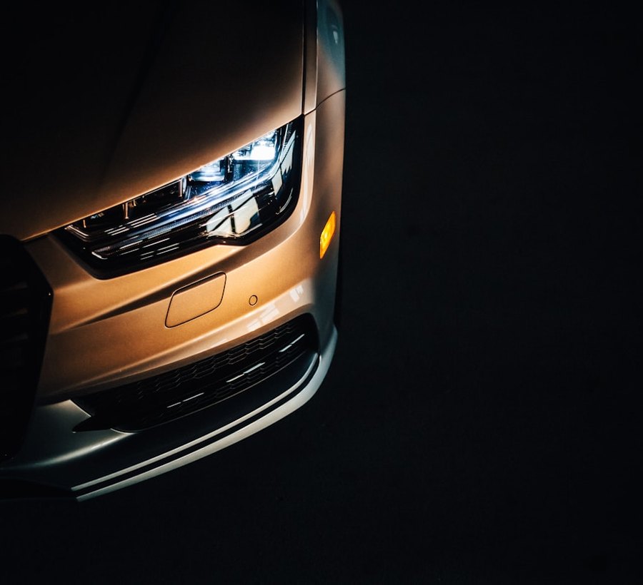 Detailed yellow vehicle headlight