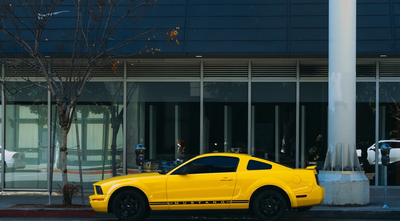Yellow detailed vehicle in studio lighting